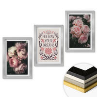 WANDBILDER 3er Set - 20x30 cm Silberner Rahmen - Vintage-Rosenträume-Inschrift - Silberfarben, Kunststoff (20/30cm) - ArtPrintCave