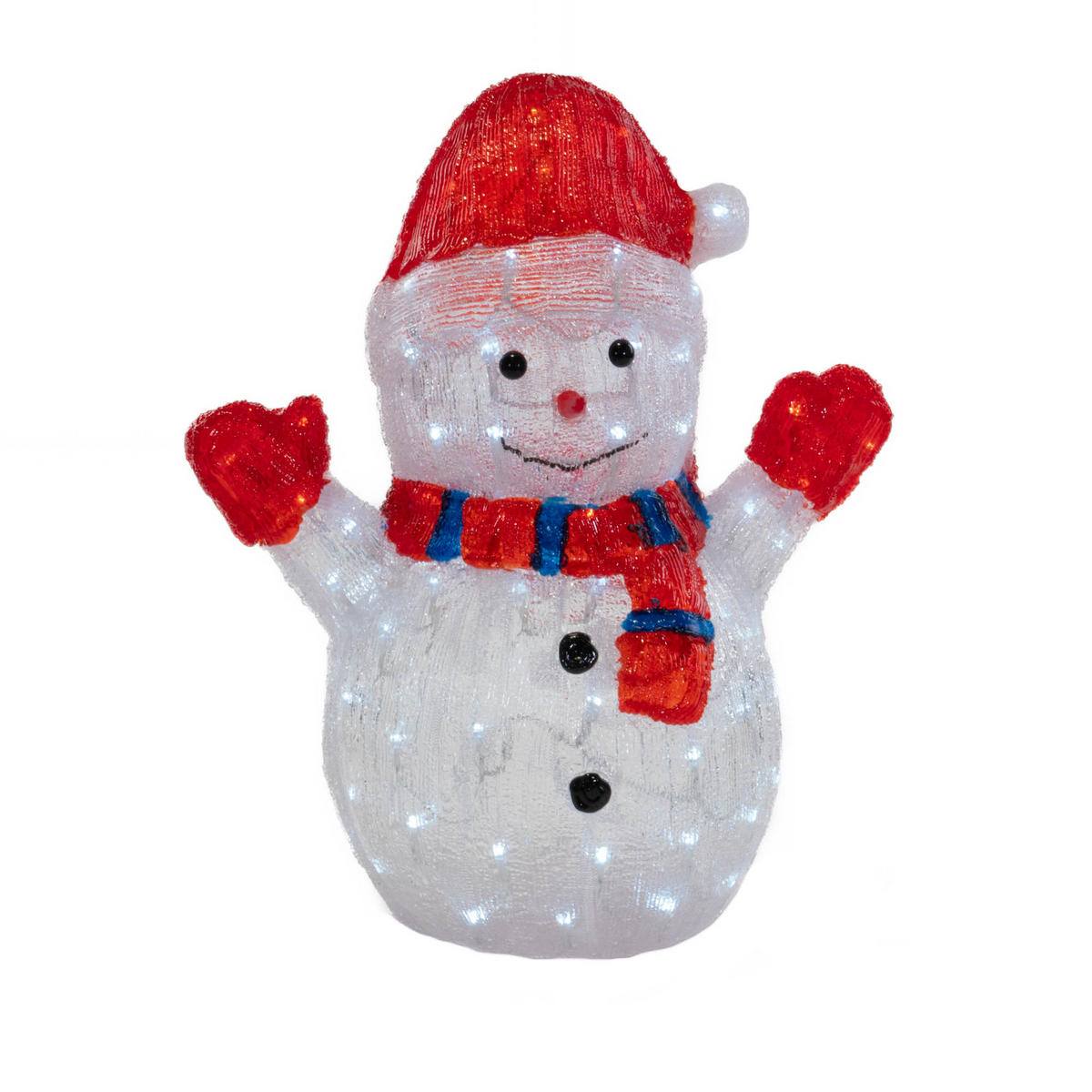 WEIHNACHTSDEKORATION LED-Schneemann 39/25,2/48 cm - Weiß, Kunststoff (25.2/48/39cm) - Fééric Lights and Christmas
