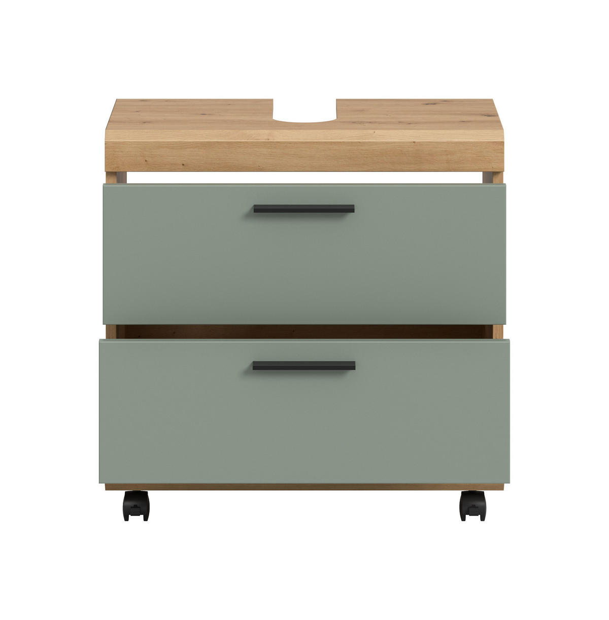 WASCHBECKENUNTERSCHRANK auf Rollen SCOUT (B/H/T: ca. 60/60/34 cm) in Artisan Eiche Nachbildung/Salbei - Eiche Artisan, Holzwerkstoff (60/60/34cm)