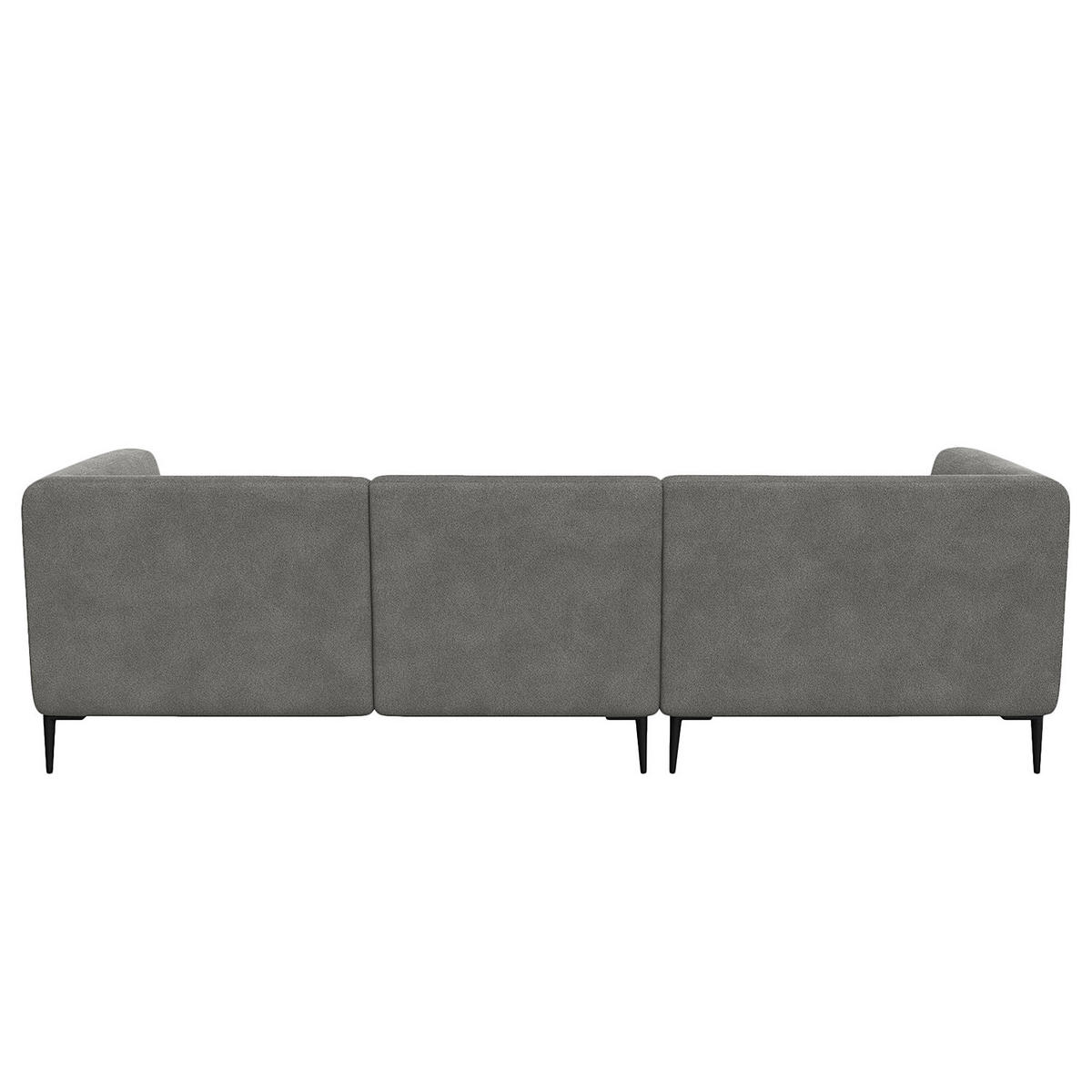 2,5-SITZER ECKSOFA mit Longchair - Schwarz/Grau, Textil/Metall (271/148cm) - home24