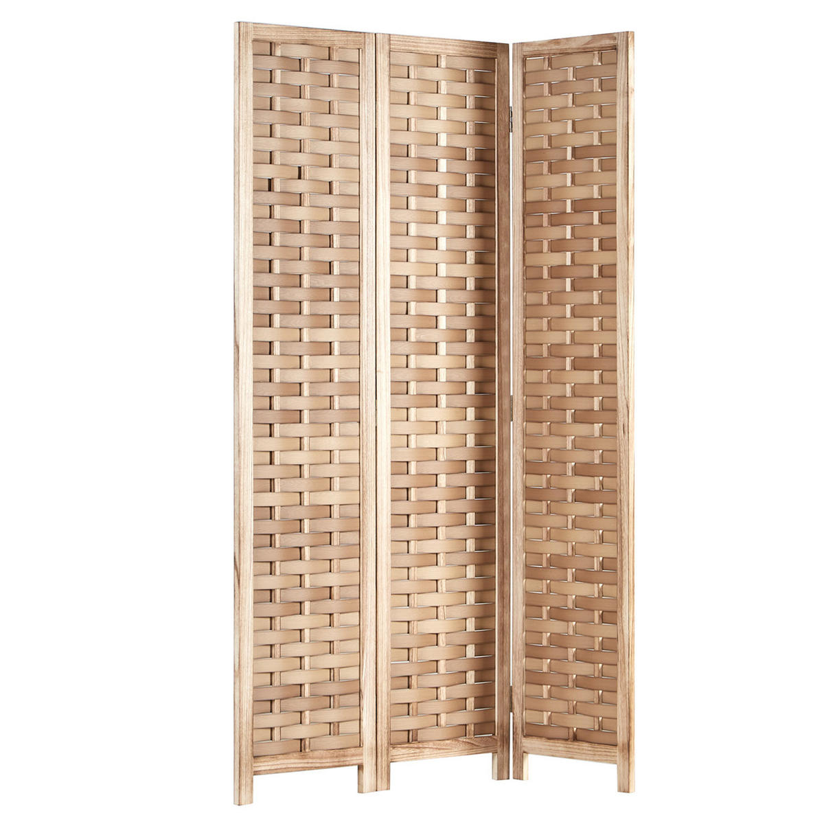 PARAVENT 3-tlg. 120/170 cm Braun Rattan geflochten - Braun, Holz (120/170/2cm) - Homestyle4u