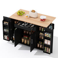 KÜCHENINSEL 136/70/92 cm aus MDF mit ausziehbarer Arbeitsplatte Schwarz/Natur - Schwarz, Holzwerkstoff (136/92/70cm) - Modenvie