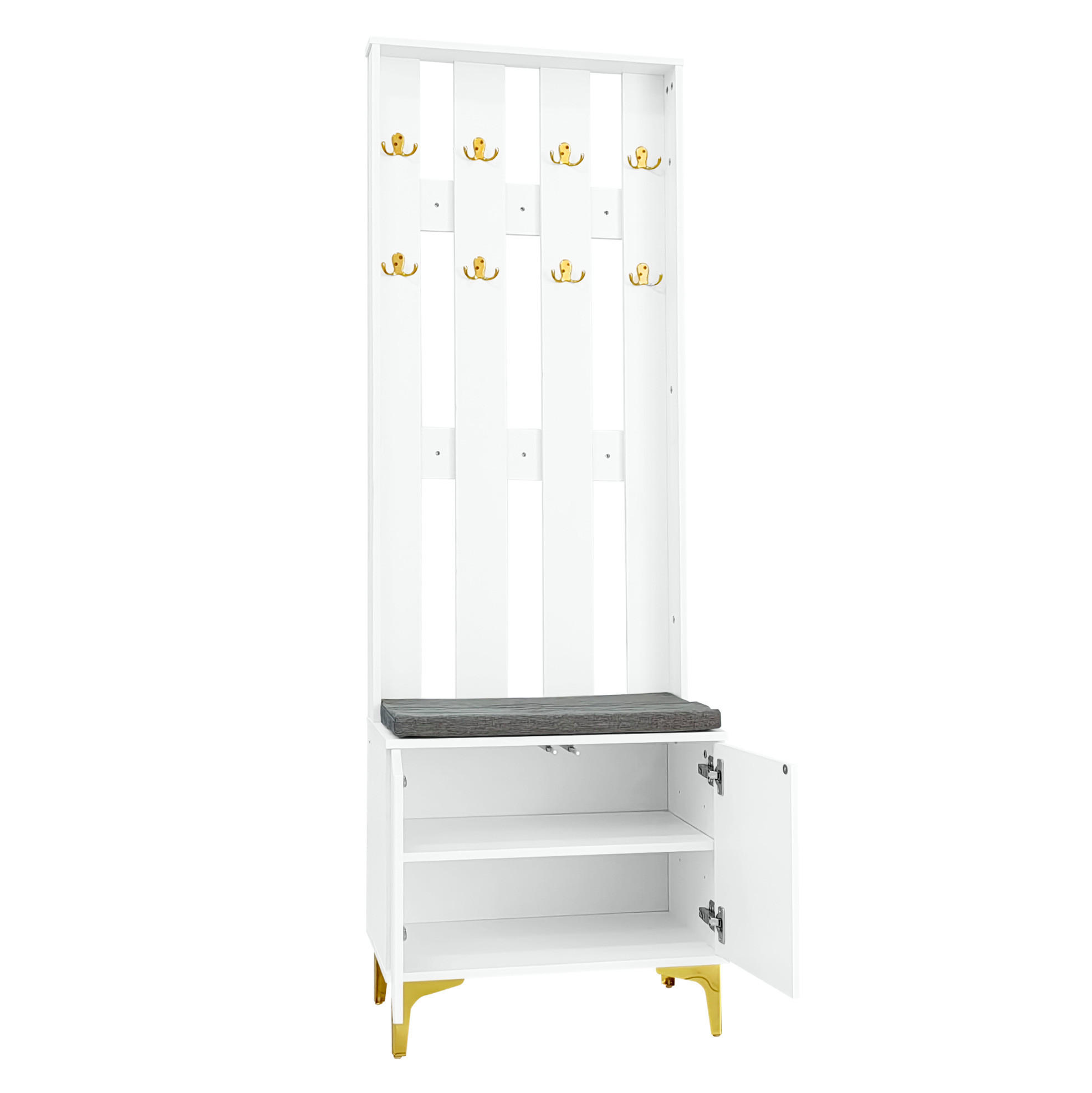 GARDEROBE 60,5/35,2/180,5 cm aus Spanplatte mit Wellenfront und Drucköffnung Weiß - Weiß, Holzwerkstoff (60.5/180.5/35.2cm) - Modenvie