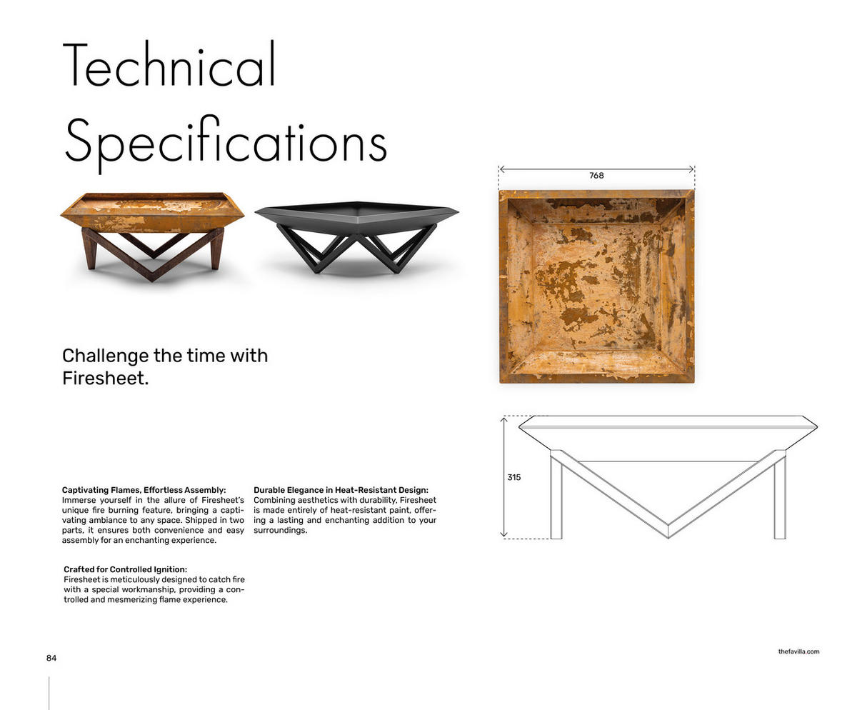 FEUERSCHALE Firesheet Corten 77 x 77 x 32 cm 17 kg Rostoptik - Kupferfarben, Metall (77/32/77cm) - The Favilla