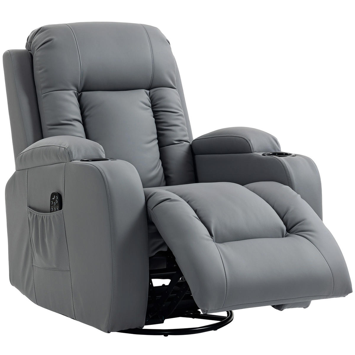 MASSAGESESSEL DE-06430 Wipp-, Liege- & Wärmefunktion, 145° neigbar, drehbar Hellgrau - Hellgrau, Metall (82/103/99cm) - ComfortXL