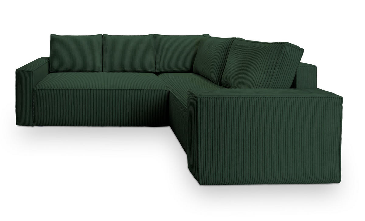 ECKSOFA ESTANO R-S Grün Kordstoff mit Schlaffunktion - Grün, Holz (230/158cm) - MASSENO