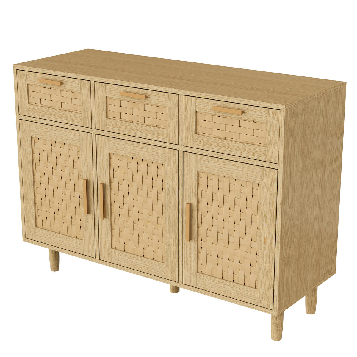 SIDEBOARD Japandi mit 3 Türen & 3 Schubladen 108/40/80 cm Eiche-Dekor - Eichefarben, Holzwerkstoff (107.9/80/40cm) - Creahappy