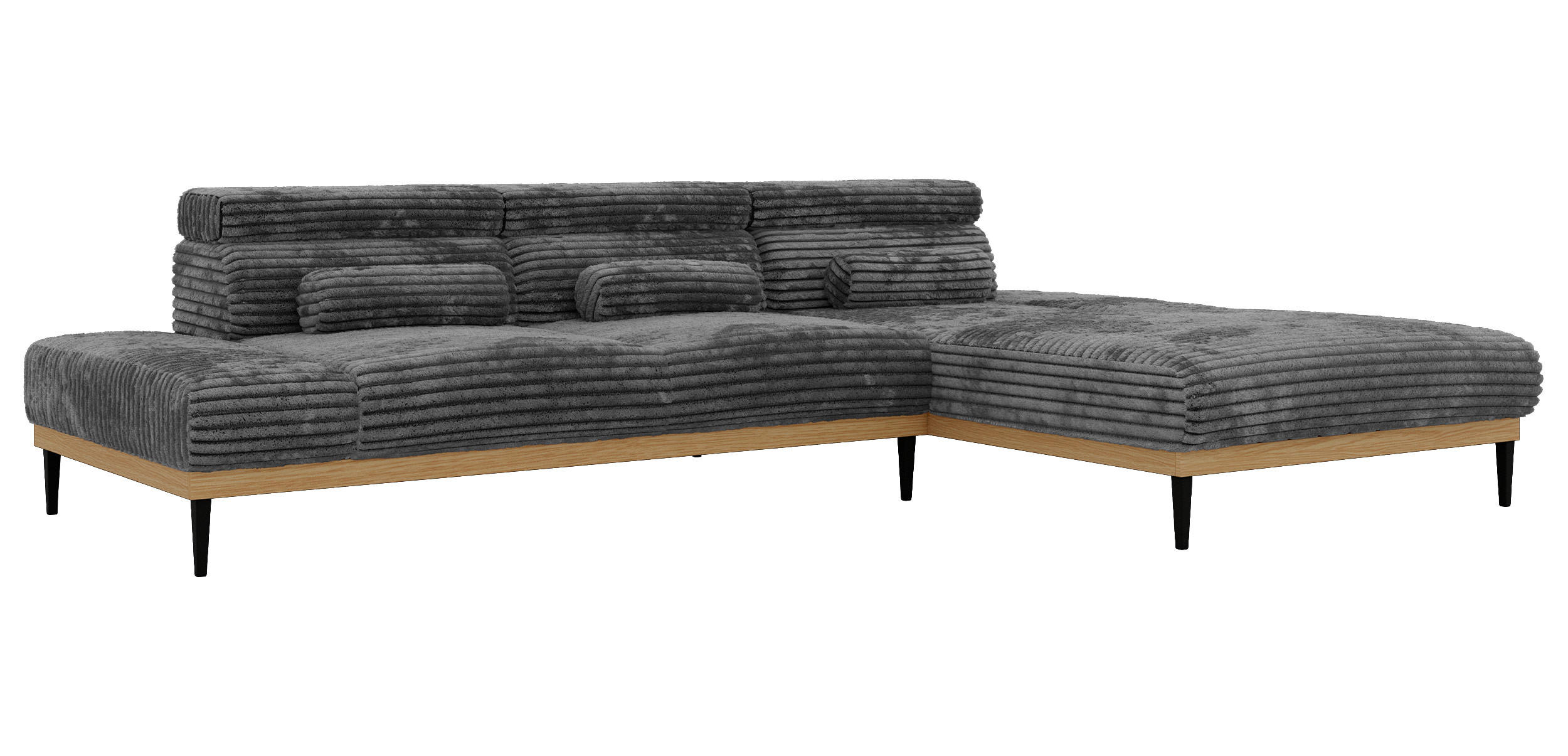ROHOVÁ SEDAČKA PAVERO L - Šedá Manšestr - Pravá - šedá/černá, kov/textil (316/205cm) - MKS