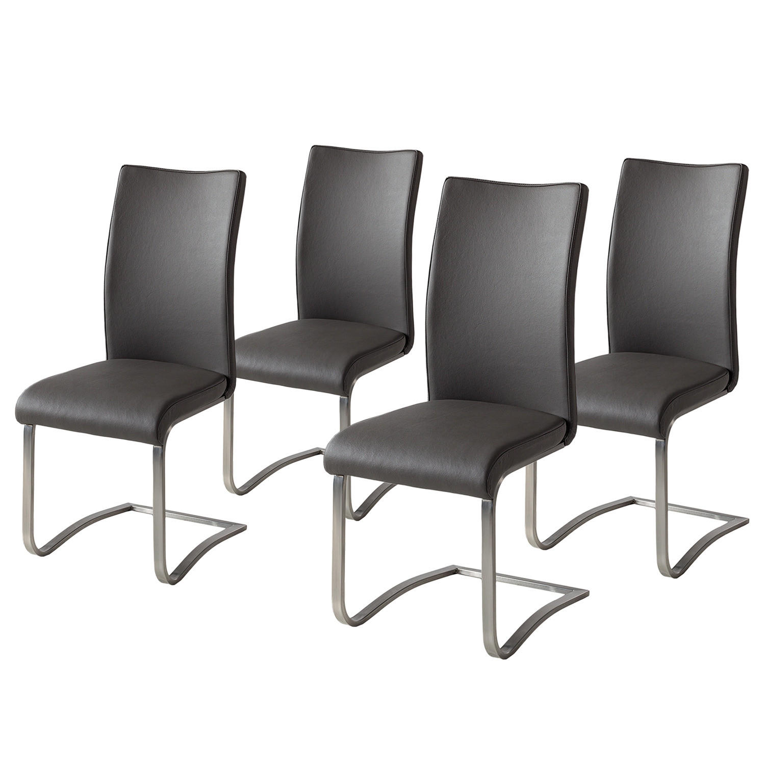 FREISCHWINGER - Edelstahlfarben/Grau, Leder/Metall (43/103/52cm) - home24