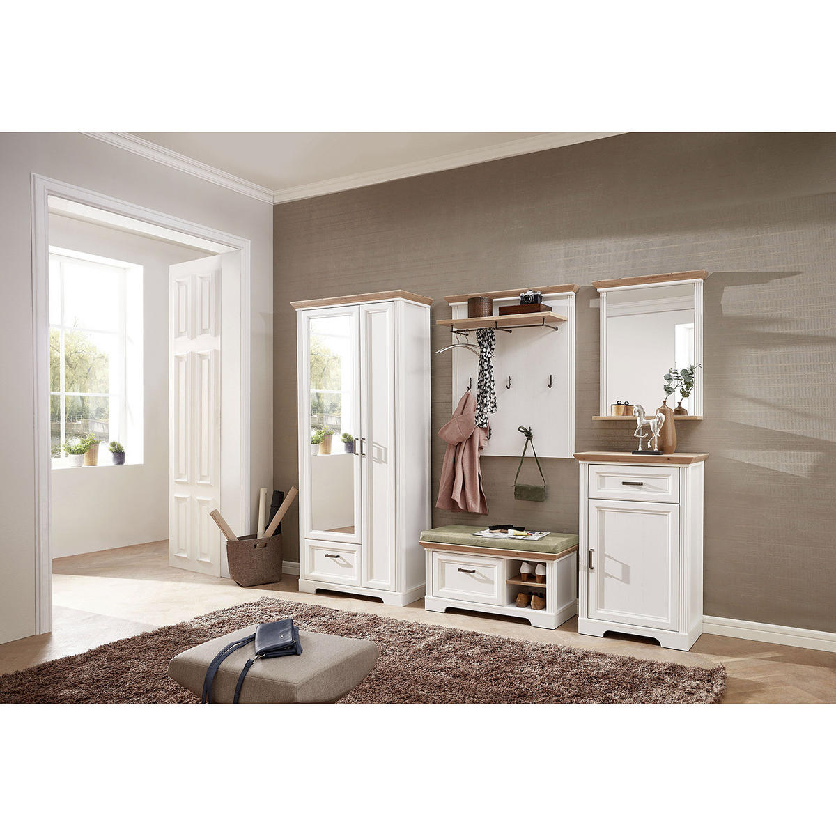 KOMMODE - Weiß/Pinienfarben, Holzwerkstoff/Metall (65/102/41cm) - home24