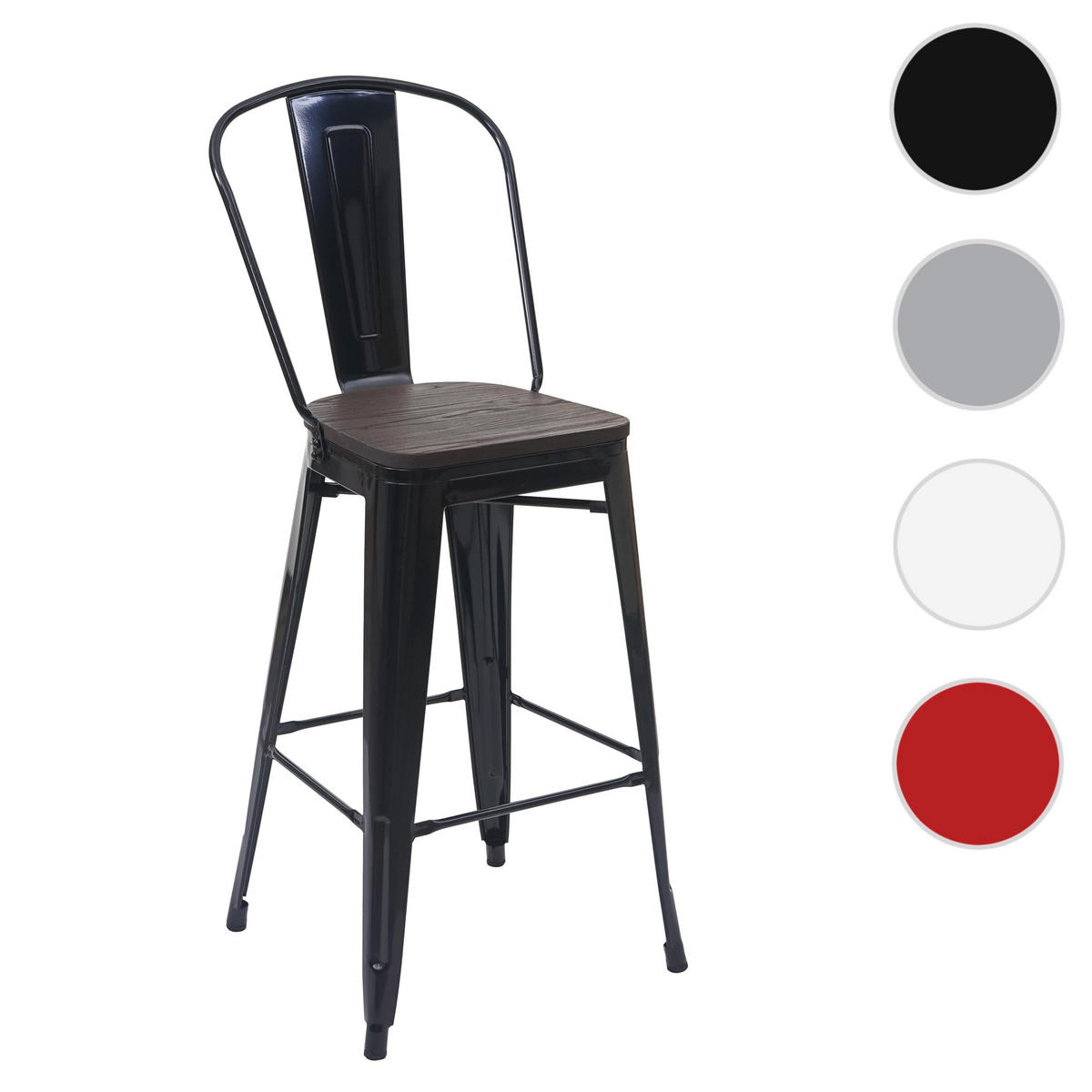 BARHOCKER INKL. HOLZ-SITZFLäCHE Schwarz - Schwarz, Holz (50/117/45cm) - MCW