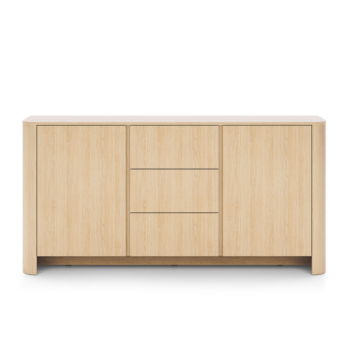 SIDEBOARD AMOS KOM2-2D3S Abgerundeter Korpus, Eiche - Eichefarben, Holzwerkstoff/Kunststoff (168/84/39cm) - Komodee