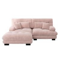 ECKSOFA modular mit beweglichen Ottomane, breiten Polsterarmlehnen und Kissen aus Chenille, Pink - Pink, Textil (220/145cm) - Redom