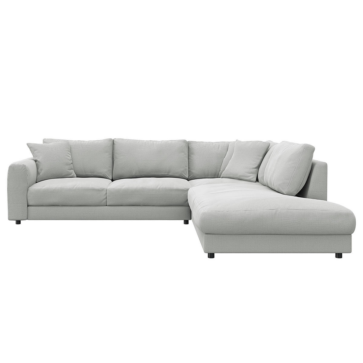 ECKSOFA mit Ottomane - Schwarz/Grau, Holz/Kunststoff (267/254cm) - home24