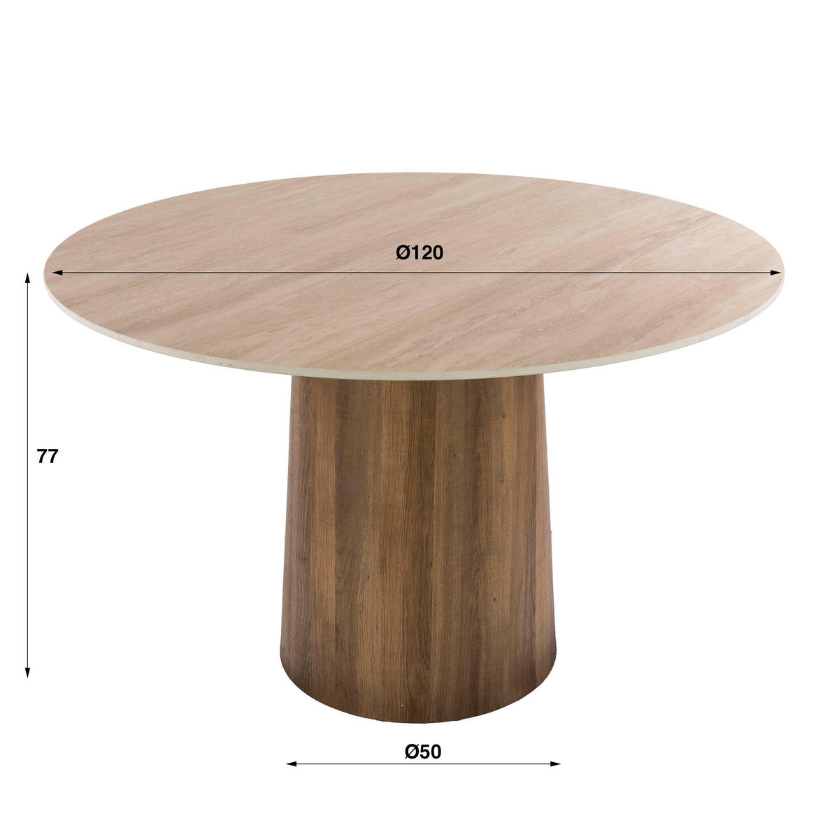 ESSZIMMERTISCH Centro Beige 120/120/77 cm - Beige, Keramik (120/120/77cm) - Hoyz Collection