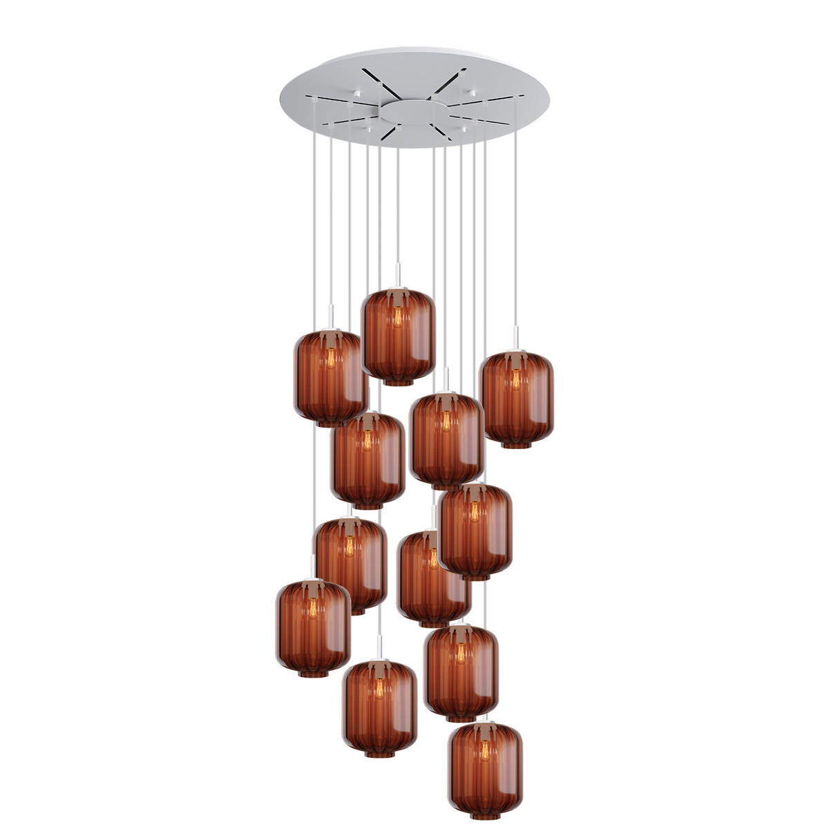 GALERIELEUCHTE Velo 12-flammig Braun Ø 25cm - Braun/Weiß, Glas (25/25/27cm) - s.luce