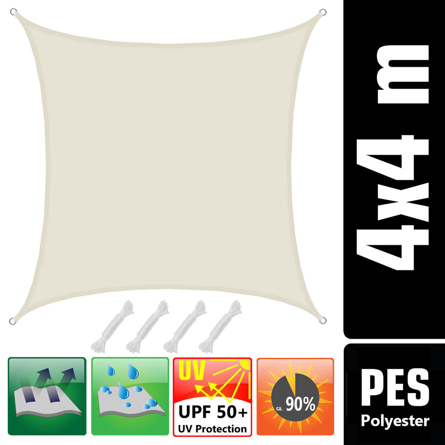 SONNENSEGEL Wasserdicht 400 cm Beige - Beige, Kunststoff (400/400cm) - Amanka