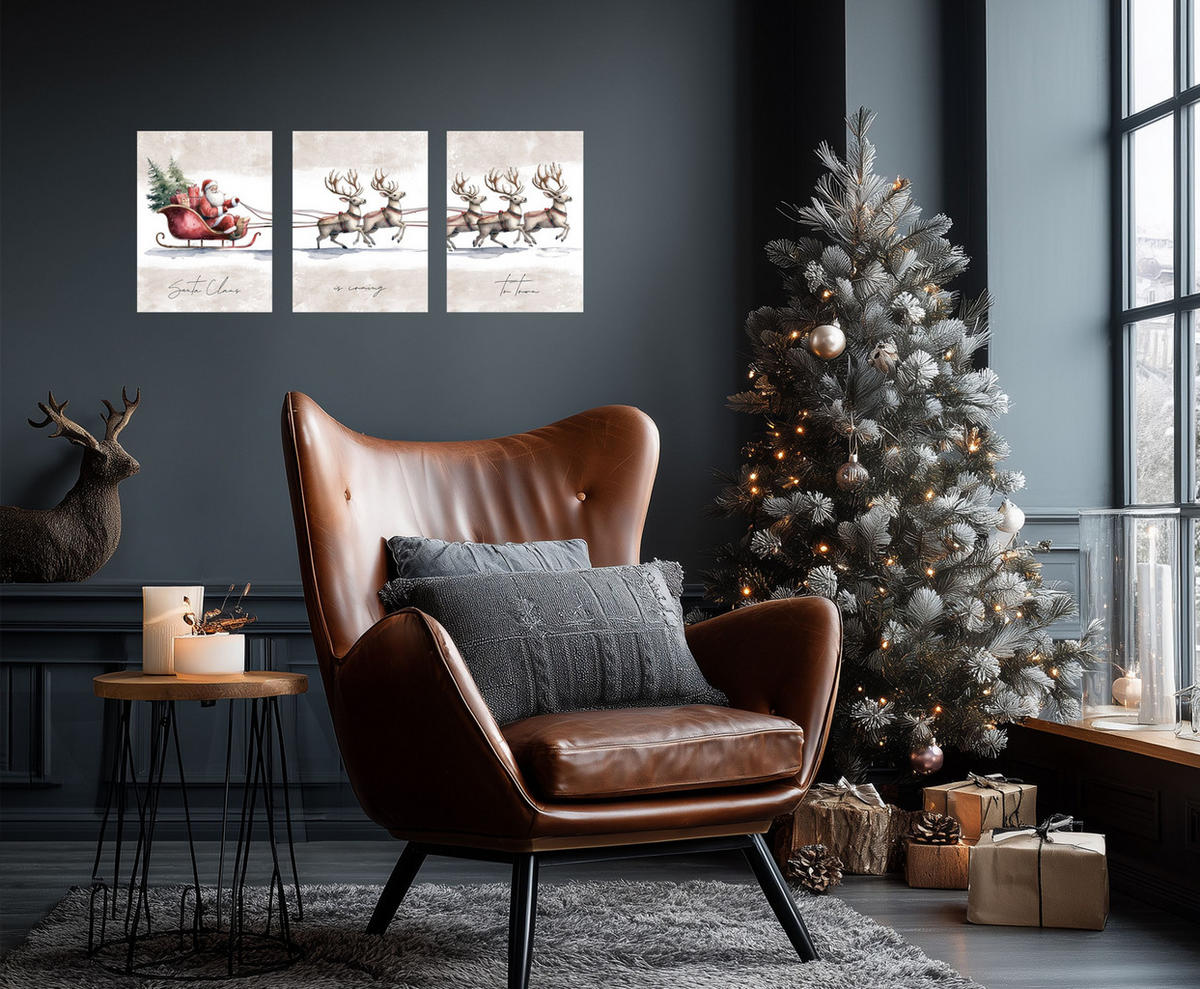 BILDERSET 3er-Set 30x40 cm Weihnachten - Beige, Kunststoff (30/40/2cm) - artissimo