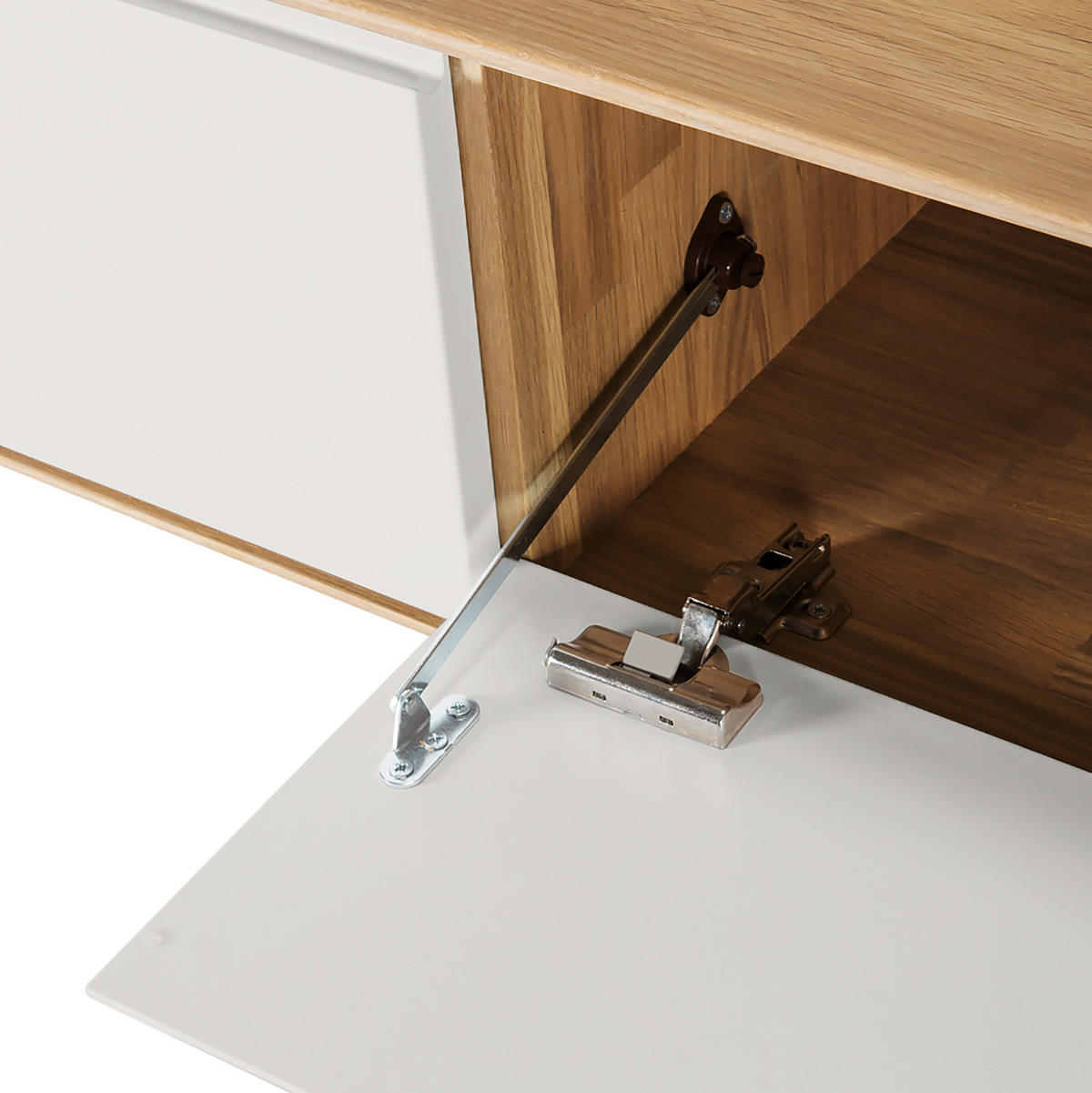 TV-LOWBOARD - Wildeiche teilmassiv - Wildeiche/Weiß, Holzwerkstoff (180/45/42cm) - home24