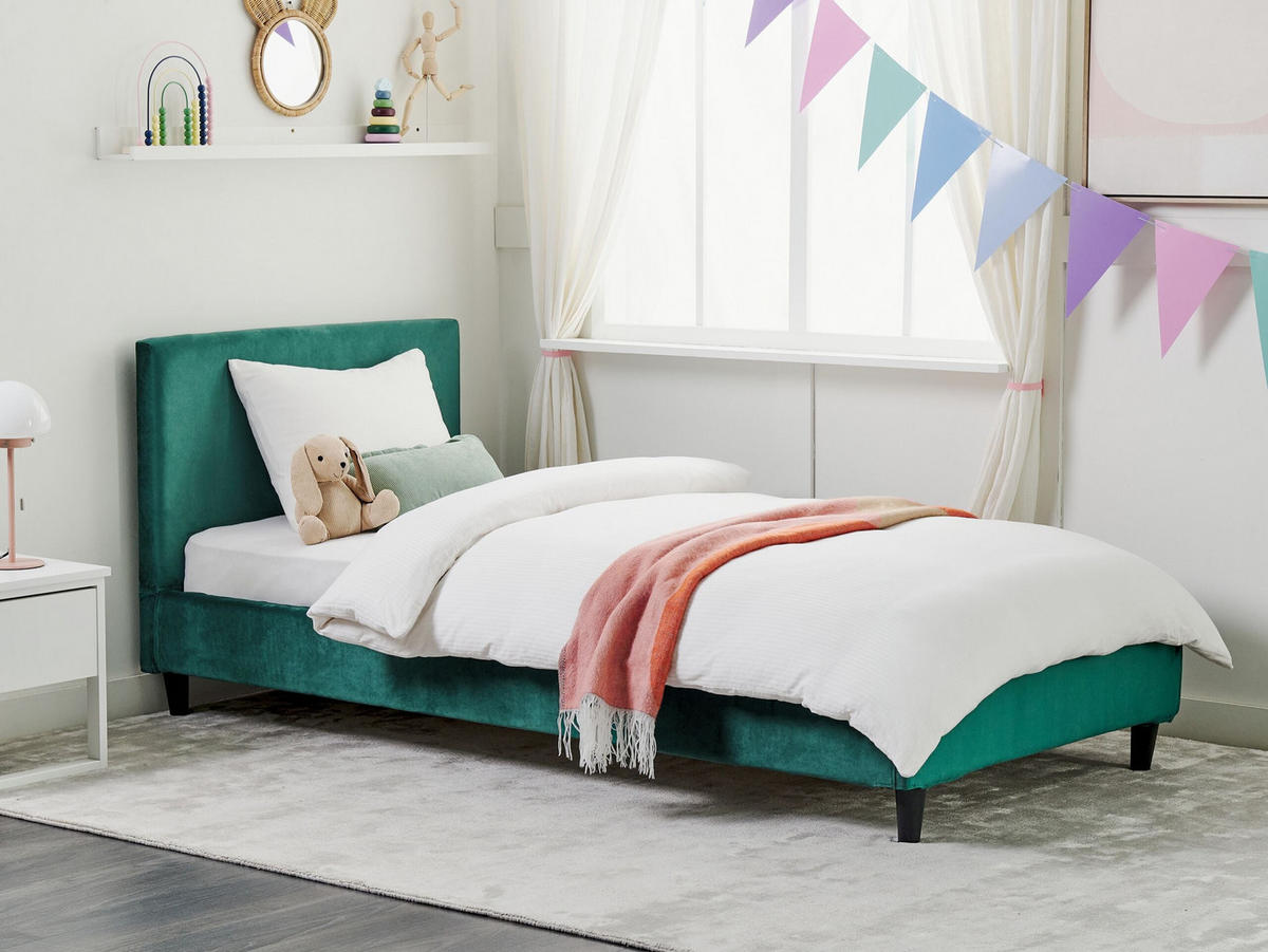 PAT TAPIȚAT 90/200cm verde închis Fitou - verde închis, material textil (90/200cm) - Beliani