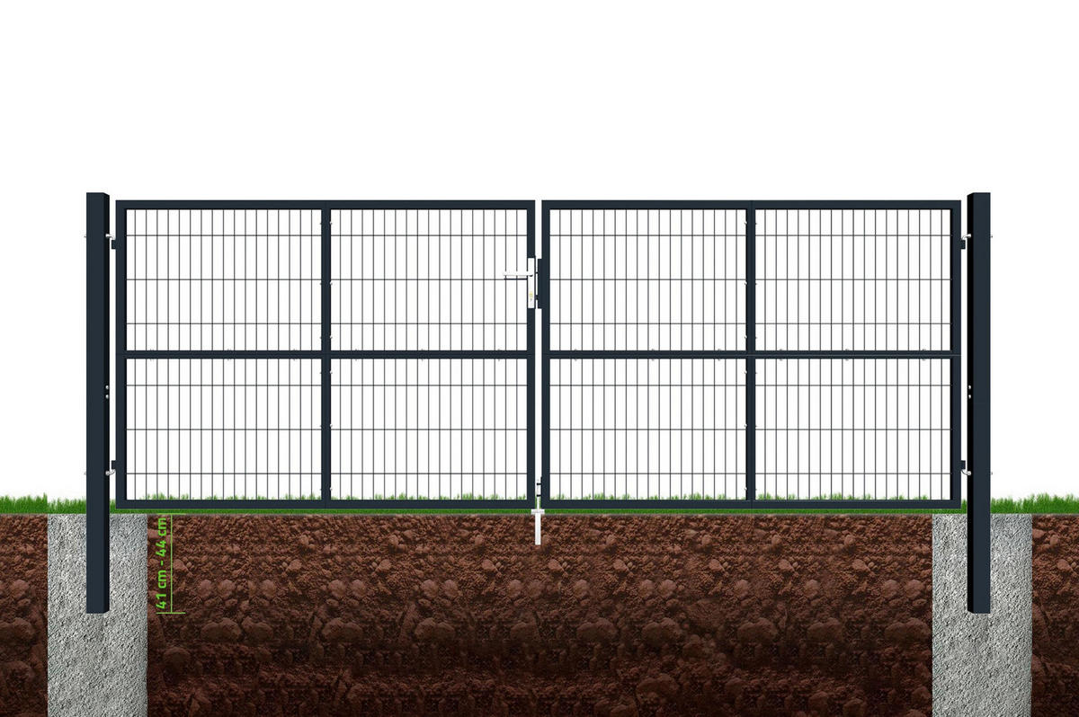 ZAUNTOR Grau Razo 4m H.140cm + TÜRCHEN 1m H.140cm - Grau, Metall (408/146cm) - Casanoov