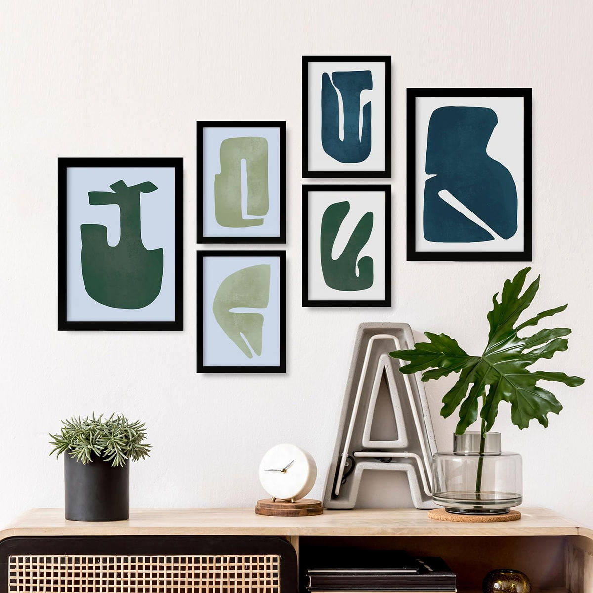 POSTER Set Mit 6 Feine Geschicklichkeit A3 & A4 Schwarzer Rahmen - Schwarz, Papier (29/3cm) - Nacnic