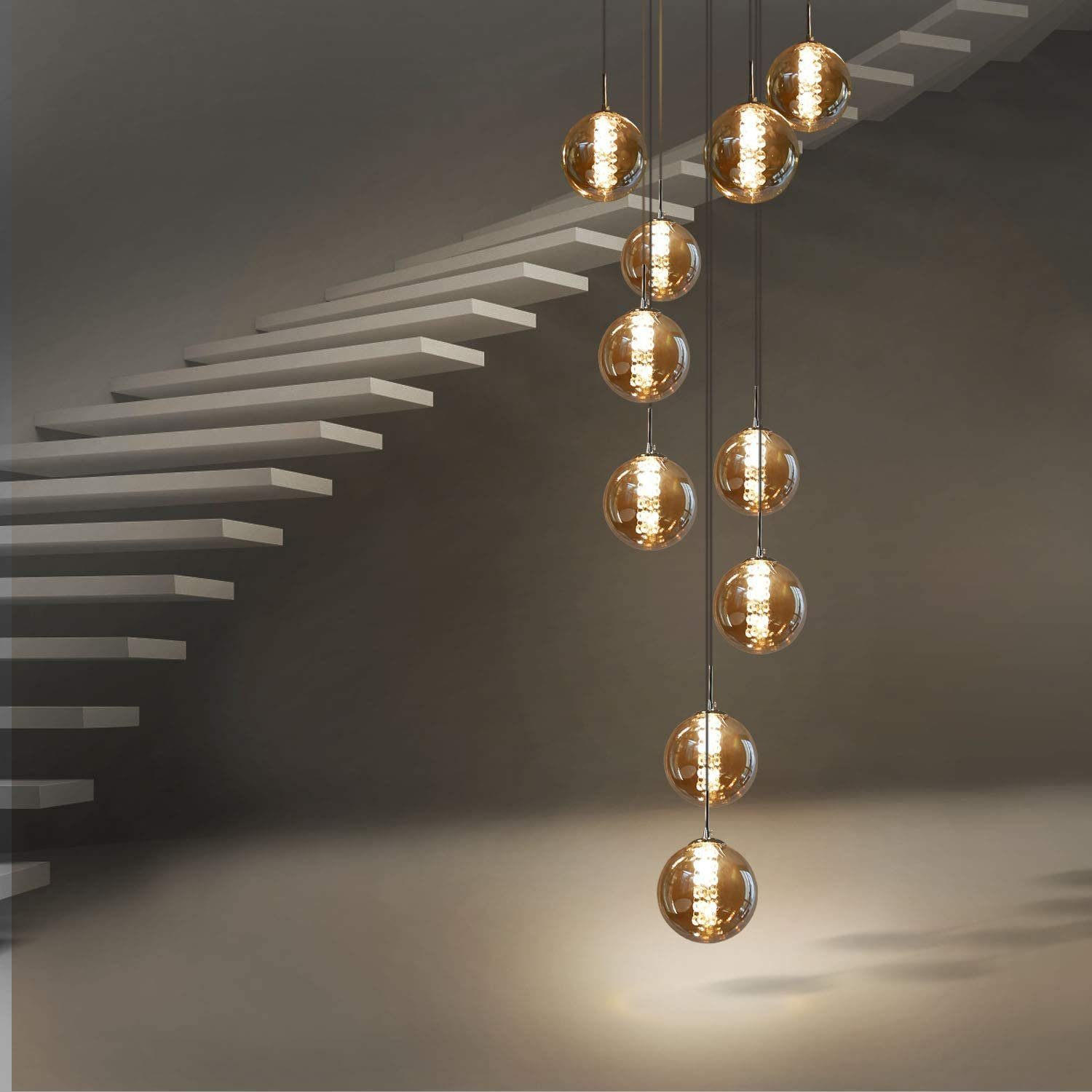 LED-HÄNGELEUCHTE Liorfalk 41/200/41 cm - Grau, Glas (41/41/200cm) - ZMH