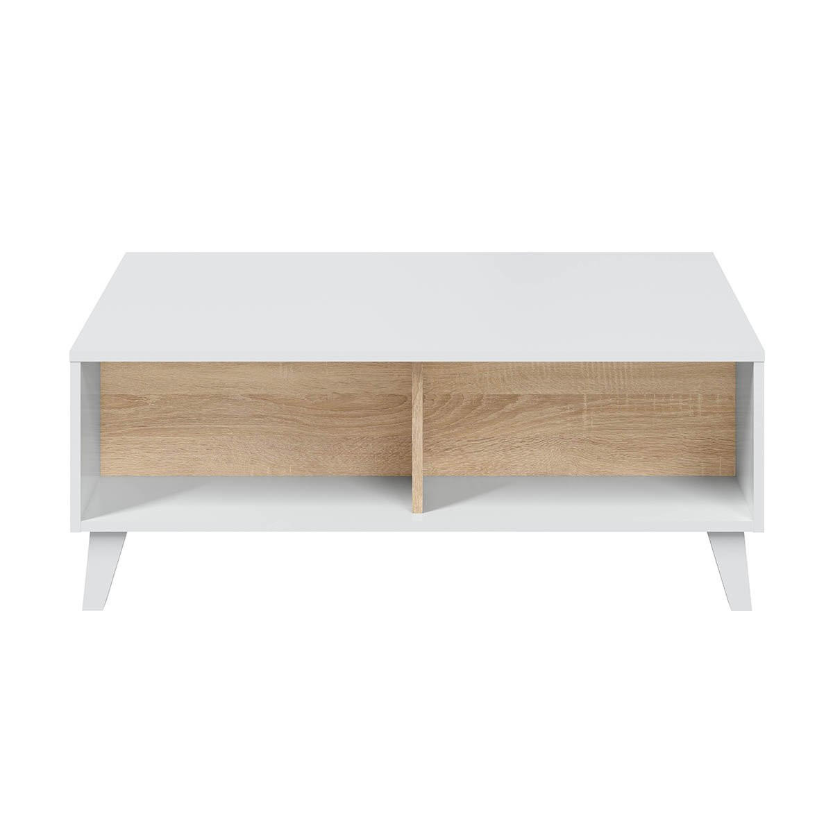 COUCHTISCH mit teilweise hochklappbarer Tischplatte L100 cm - Zaiken Plus - Weiß, Holzwerkstoff (100/68/38cm) - Calicosy