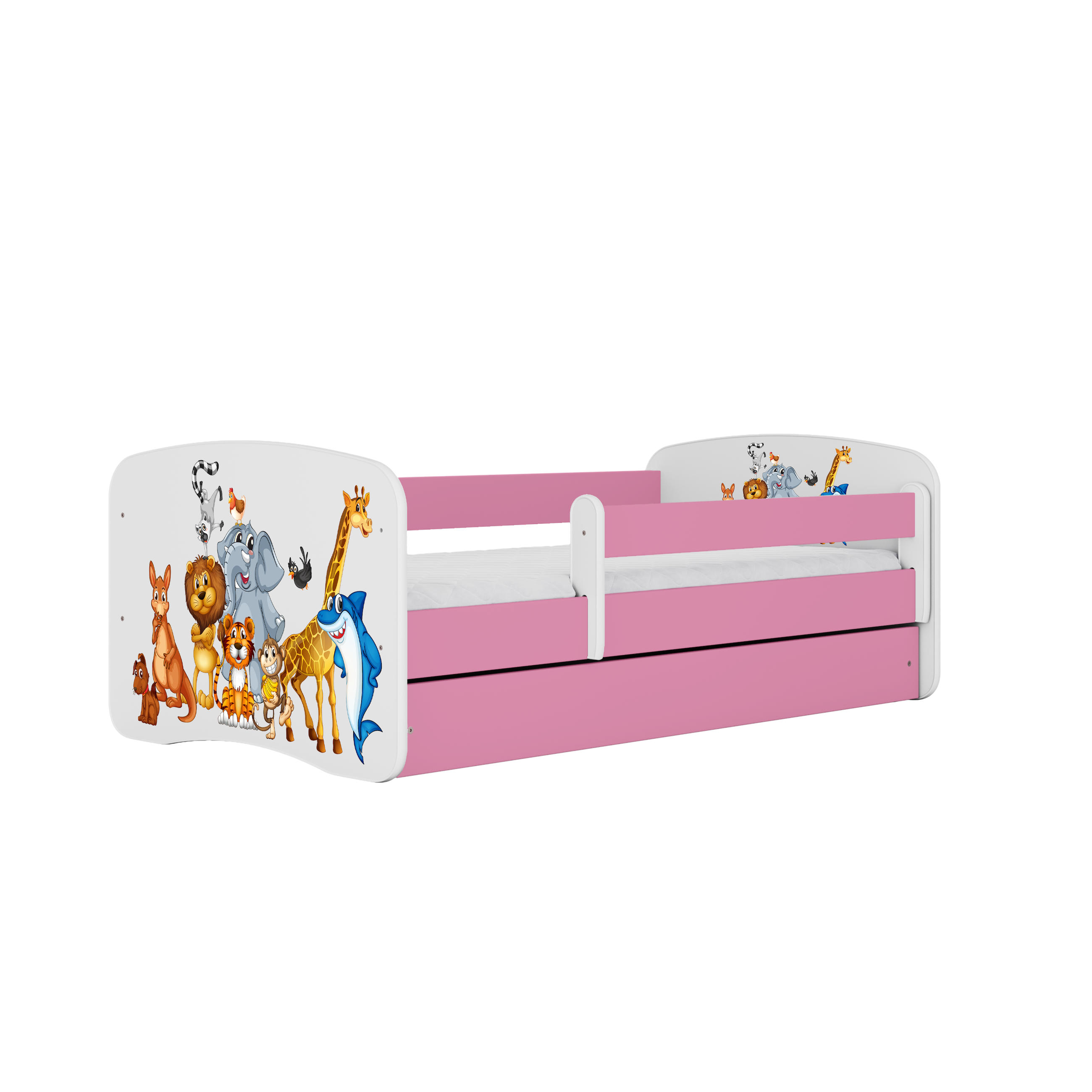 KINDERBETT Tiere mit Schublade 140/70 80/61/144 - Rosa, Holzwerkstoff (70/140cm) - RAUMHIRSCH FURNITURE