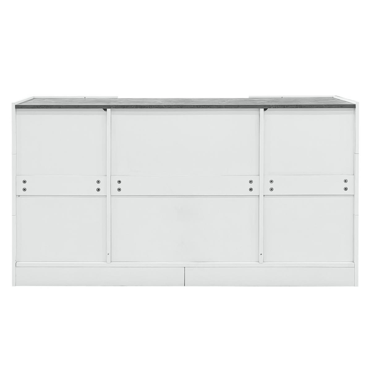 SIDEBOARD 140/35/75 cm z MDF, bílá a šedý mramorový dekor, LED osvětlení - bílá, kompozitní dřevo (140/75/35cm) - Modenvie