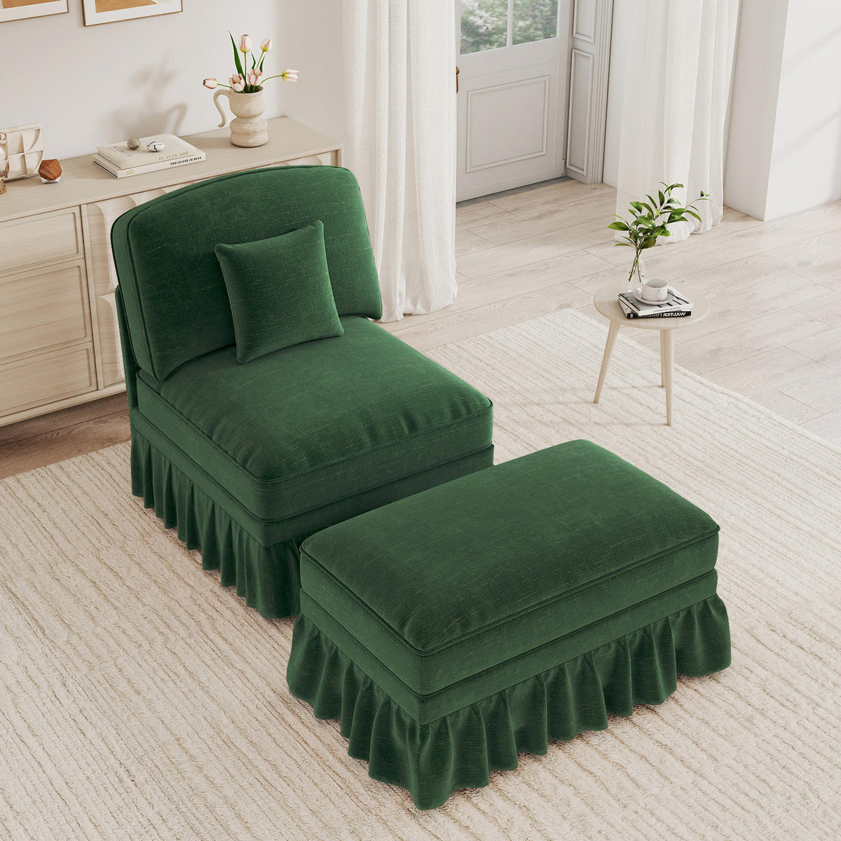 SESSEL DE-34420 mit Hocker Grün - Grün, Holzwerkstoff (83.5/93/78cm) - ComfortXL