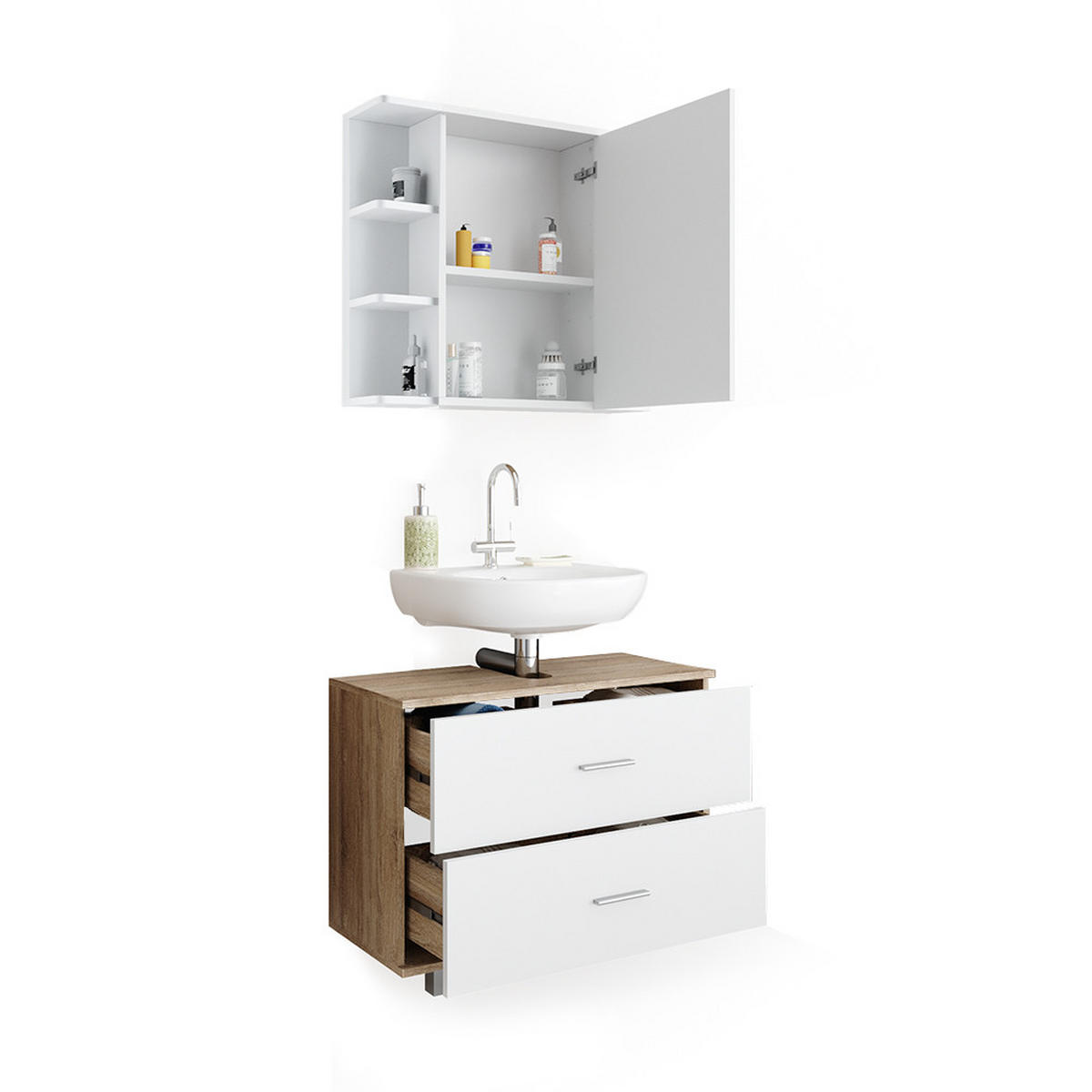 Weiß/Sonoma Eiche, Holzwerkstoff (80.2/60.8/33cm) - Vicco