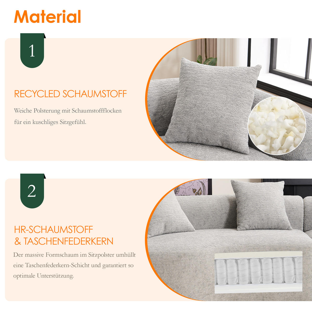 ECKSOFA 275/115/63 cm Grau Chenille - Grau, Textil (275/115cm) - Oxeza