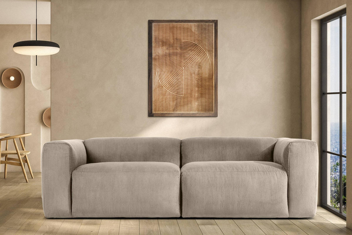 2,5-SITZER-MODULSOFA BUFFO mit extrem weicher und bequemer Sitzfläche, Kordstoff, beige - Beige, Textil (250/73/96cm) - KONSIMO®