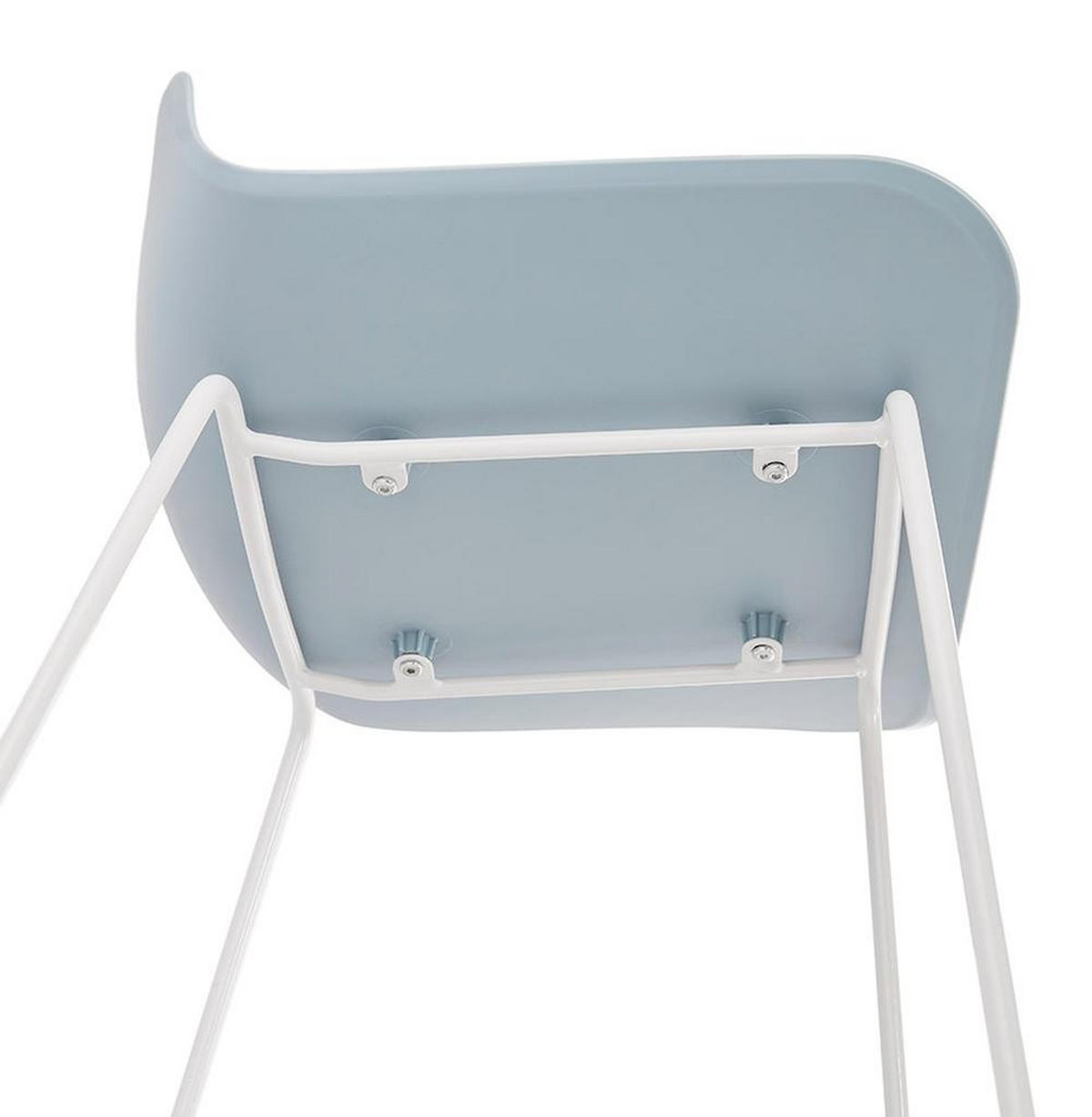 SITZHOCKER Kunststoff Metallgestell Sitzhöhe 66cm Industriedesign JORALI MINI, Blau-Weiß 48x53x85 cm - Blau/Weiß, Kunststoff/Metall (48/85/53cm) - KADIMA DESIGN