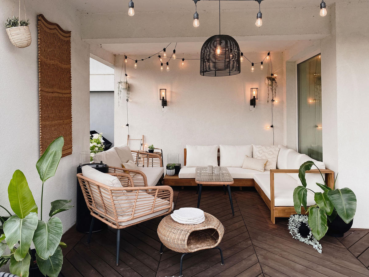 LOUNGE SADA 5-místná světle hnědá levostranná Marettimo - světle hnědá, dřevo - Beliani