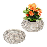 2XBLUMENTOPF - Weiß, Kunststoff/Textil (20/10/20cm) - Relaxdays