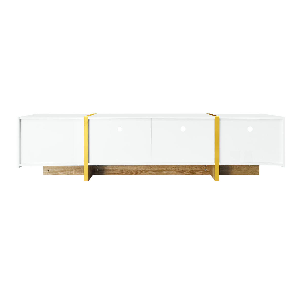 LOWBOARD 190/35/45 cm aus MDF und Spanplatte mit Dämpfungsscharnieren Weiß/Gold - Weiß, Holzwerkstoff (190/45/35cm) - Modenvie