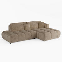 ECKSOFA BARI Rechts Braun Chenille-Stoff L-Form Couch mit Schlaffunktion & Bettkasten - Schwarz/Braun, Holz (280/170cm) - Barchello