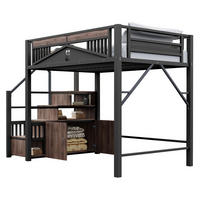 HOCHBETT 140/200 cm Schwarz aus Metall und Holz mit Stauraum - Schwarz, Metall (140/200cm) - OKMYHOME