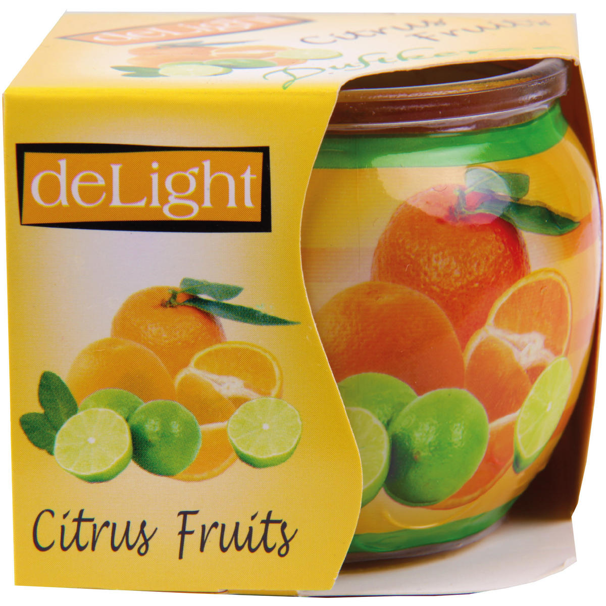 DUFTKERZE "Motiv" Kerze Raumduft Citrus Fruits - Hellgelb, Naturmaterialien (7/6cm)