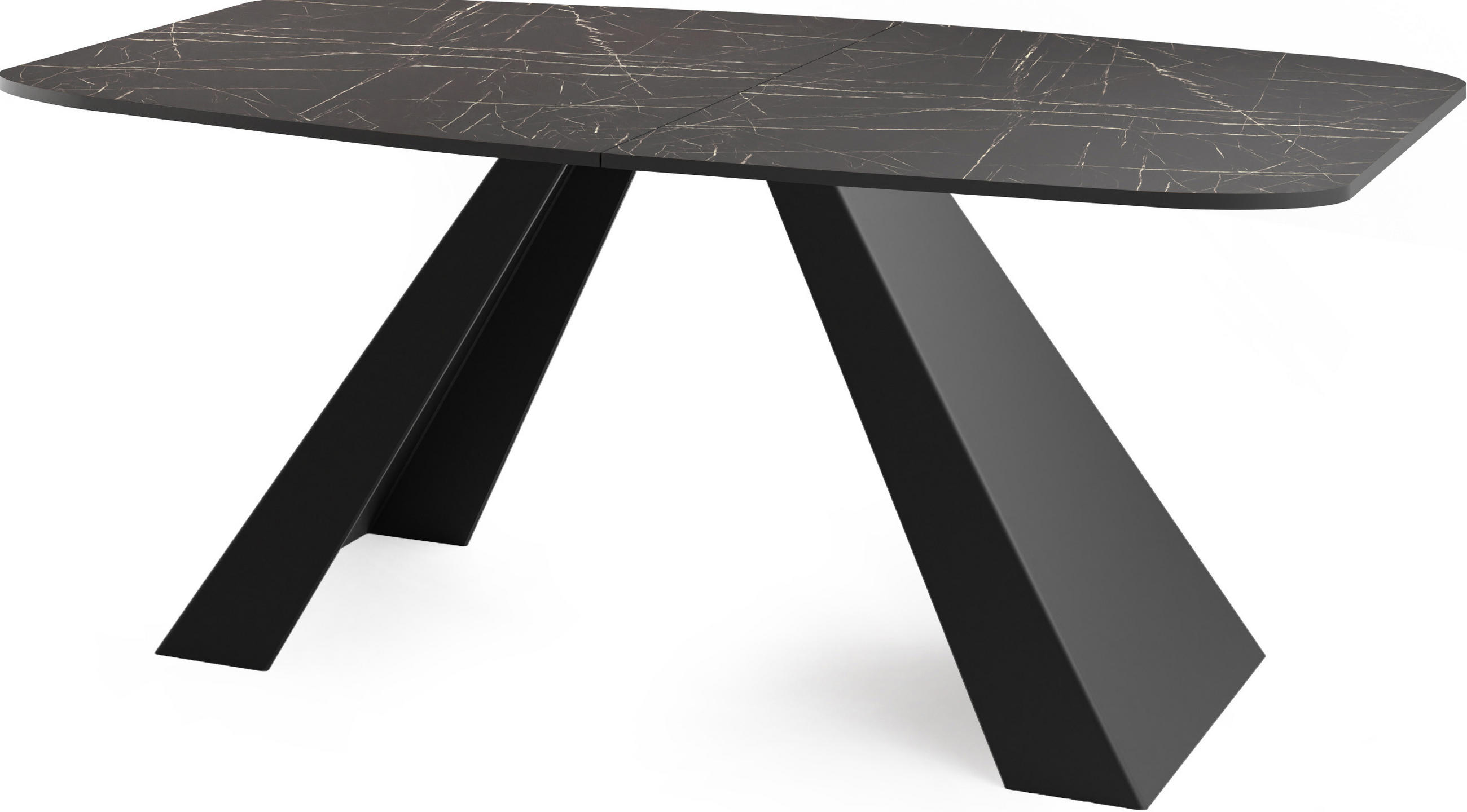 ESSTISCH Monte rechteckig ausziehbar, Marmor Schwarz 180-220/90/76 cm - Anthrazit/Schwarz, Holzwerkstoff/Metall (180/90/76cm) - WFL GROUP