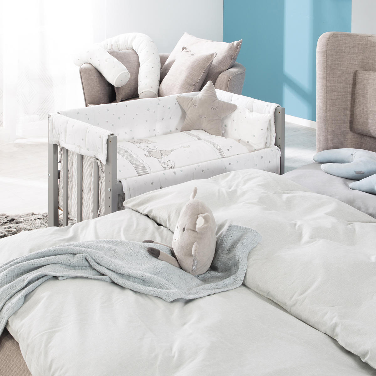 BEISTELLBETT Sternenzauber 4in1 Set 90 x 45 cm - Taupe, Holzwerkstoff (45/90cm) - Roba