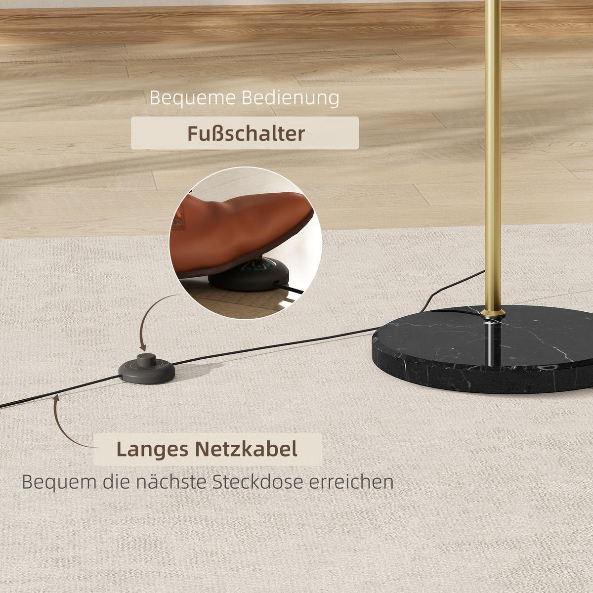 STEHLAMPE aus Metall im Goldton - Goldfarben, Metall (115/30/180cm) - HOMCOM