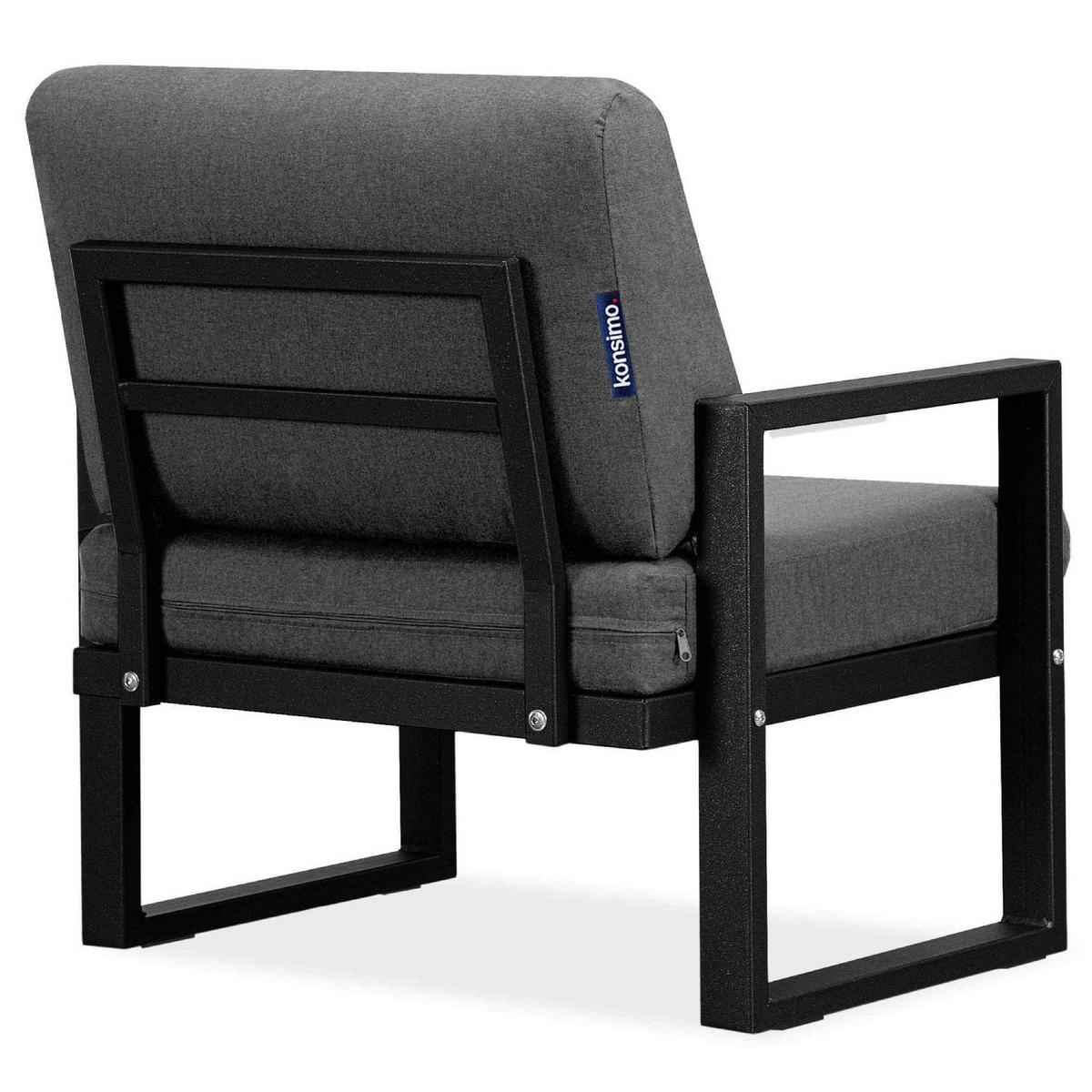 GARTENSESSEL FRENA ,Schwarz/Grau - Schwarz/Grau, Textil/Metall (70/65/60cm) - KONSIMO®