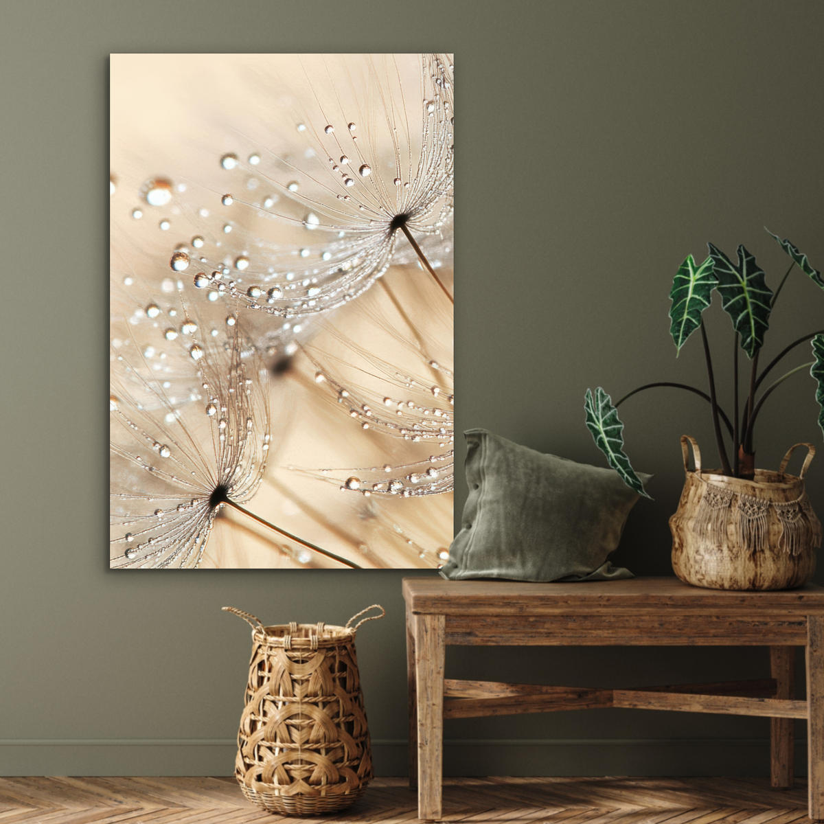 METALLBILD Löwenzahn - Abstrakt - Natur - Beige 60x90 cm - Braun, Metall (60/90cm) - MuchoWow