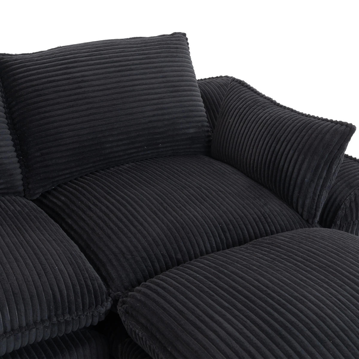 WOHNLANDSCHAFT DE-33775 modular 4-Sitzer mit 2 Hockern Schwarz - Schwarz, Metall (335/85/167cm) - ComfortXL