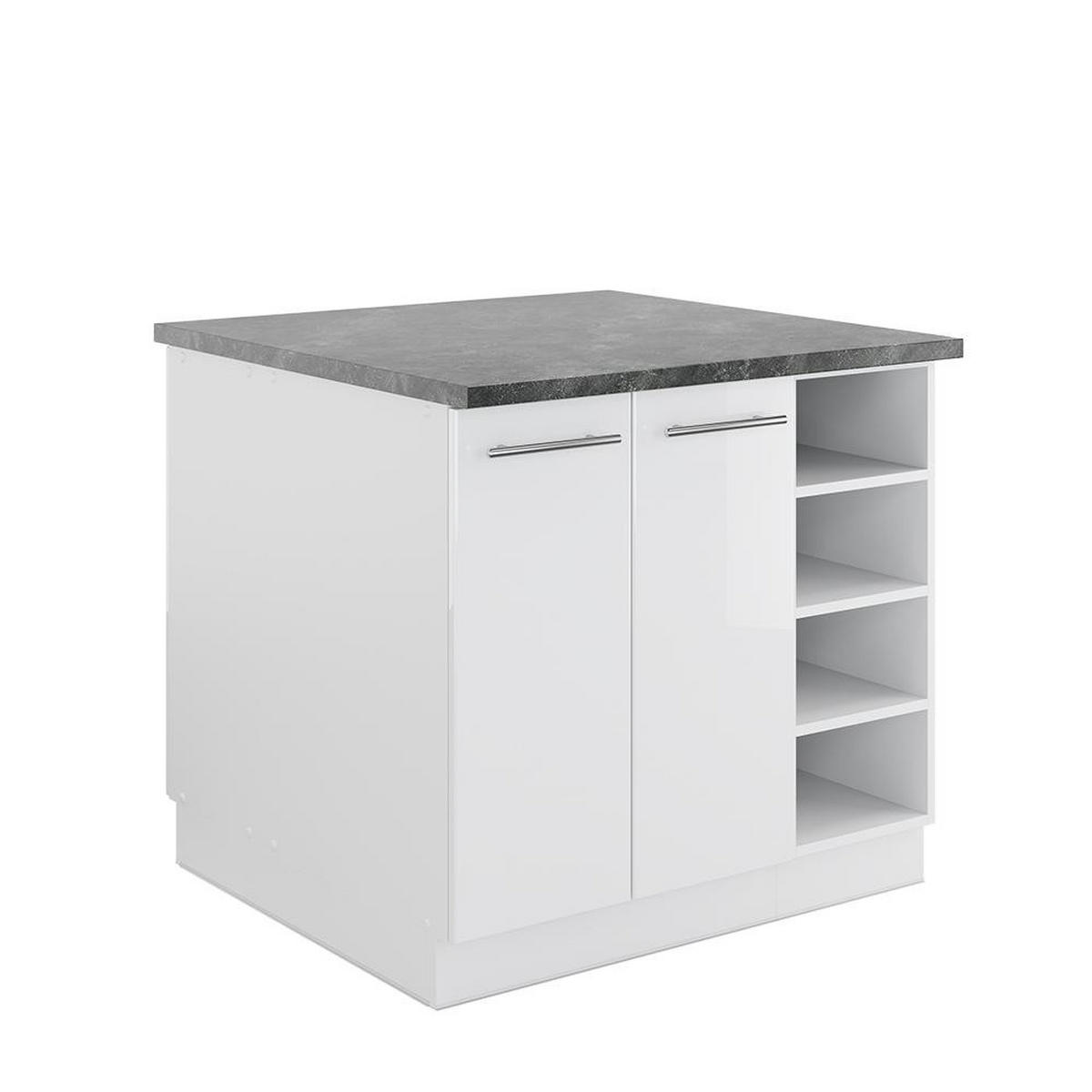 KÜCHENINSEL Fame-Line Weiß Hochglanz/Weiß 90 cm ohne Arbeitsplatte - Weiß Hochglanz/Weiß, Holzwerkstoff (90/82/82cm) - Vicco