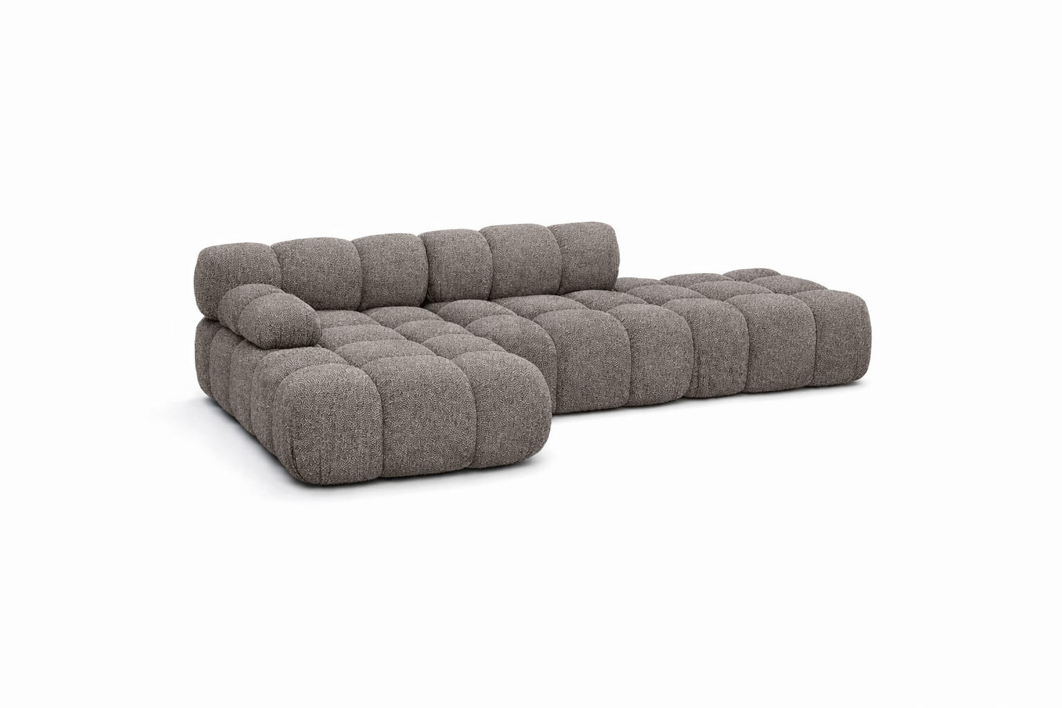 ECKSOFA L-Form Modular Mit Hocker, Bouclé-Stoff Abriamo, Braun, Links, Selia - Braun, Holz (285/160cm) - Kaiser Möbel