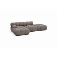 ECKSOFA L-Form Modular Mit Hocker, Bouclé-Stoff Abriamo, Braun, Links, Selia - Braun, Holz (285/160cm) - Kaiser Möbel